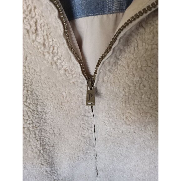 Pendleton Sherpa Outer Full Zip Jacket With Plaid Accents Ladies Size Small - Picture 3 of 10